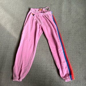 aviator nation hot pink neon stripes sweatpants size medium